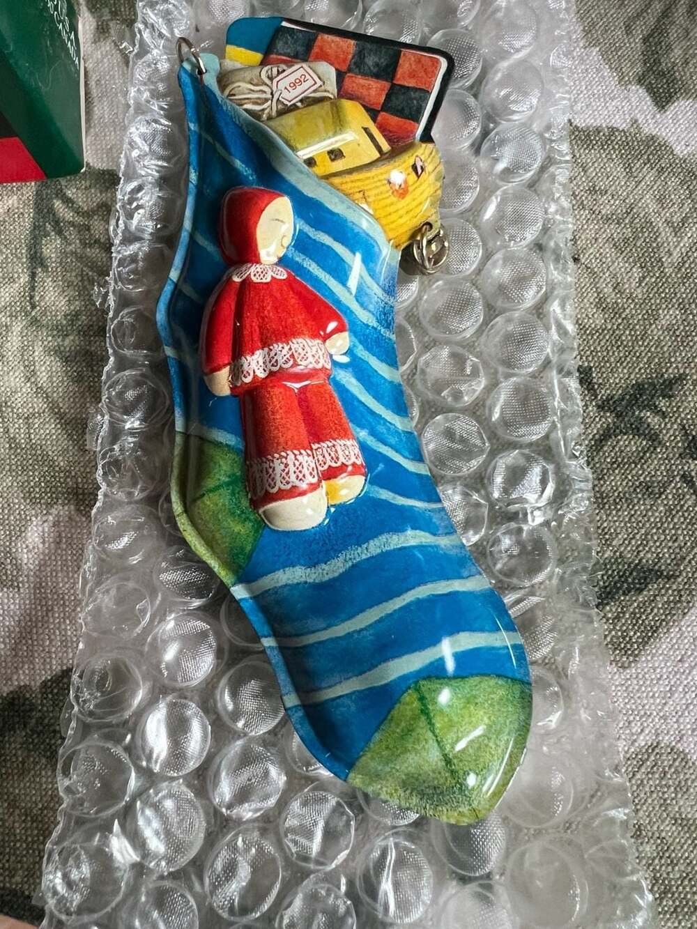 Hallmark Keepsake Ornament Stocked With Joy Pressed Tin 1992 Linda Sickman